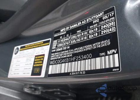 2017 Mercedes-Benz Glc 300 4Matic z USA, uszkodzony, nr VIN WDC0G4KB1HF253400